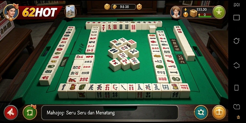Tampilan gameplay seru Mahjong di 62HOT.