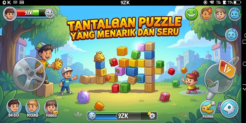 Screenshot gameplay 9ZK menunjukkan berbagai tantangan Puzzle yang menarik.