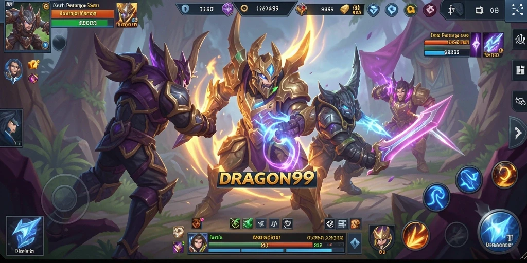 Gameplay seru DRAGON99 di arena pertarungan MOBA.