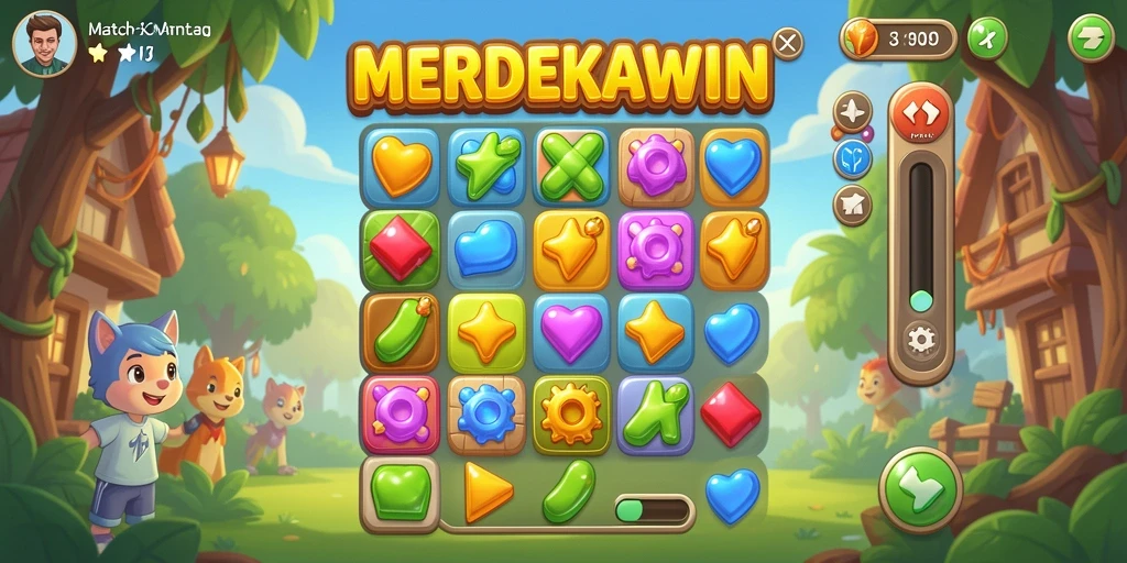 Screenshot gameplay MERDEKAWIN yang menarik dan penuh warna.