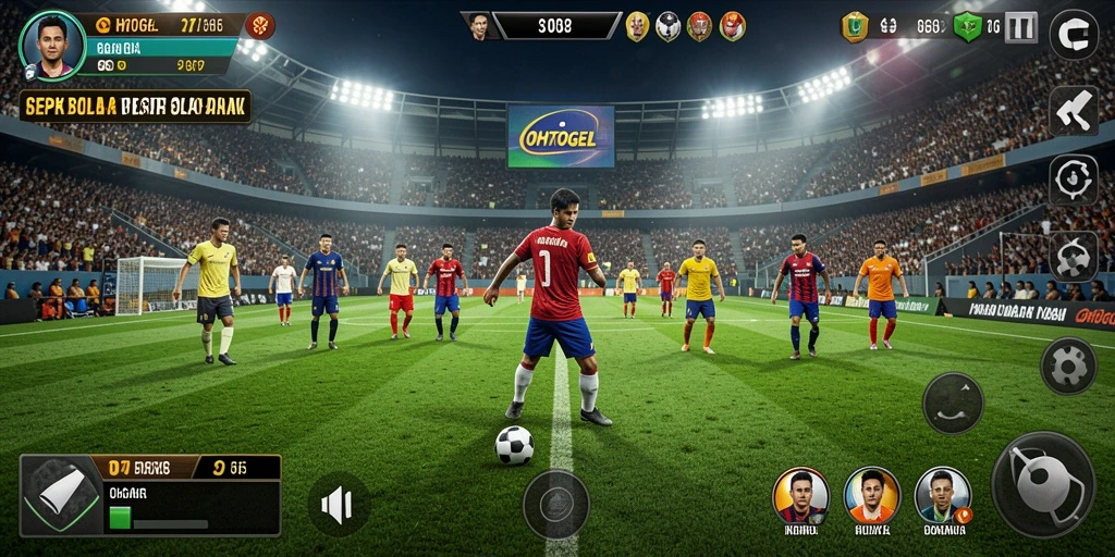 Tangkapan layar OHTOGEL menunjukkan aksi mendebarkan di lapangan sepak bola.