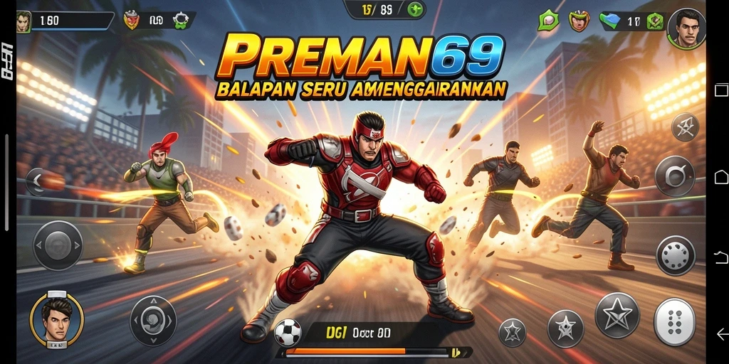 Tampilan mendebarkan dari gameplay balapan di PREMAN69.