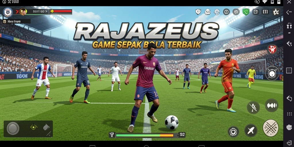 Tampilan gameplay menarik dari RAJAZEUS, aksi sepak bola nyata.