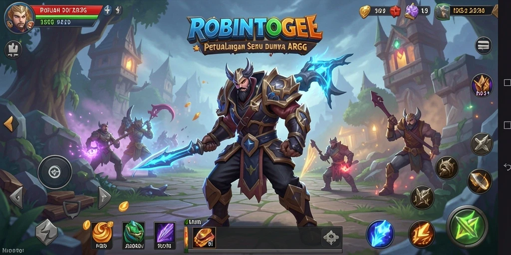 Screenshot gameplay menampilkan pertarungan epik di dalam <strong>ROBINTOGEL</strong>.